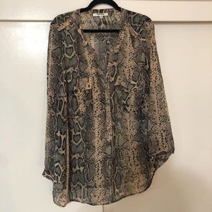 Daniel Rainn sheer snakeskin button-down blouse